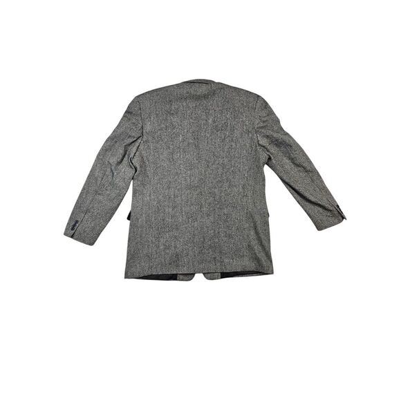 Monsieur Adolfo Mens 46 L 2 Button Wool Herringbone Tweed Sports Coat Blazer - Picture 3 of 12